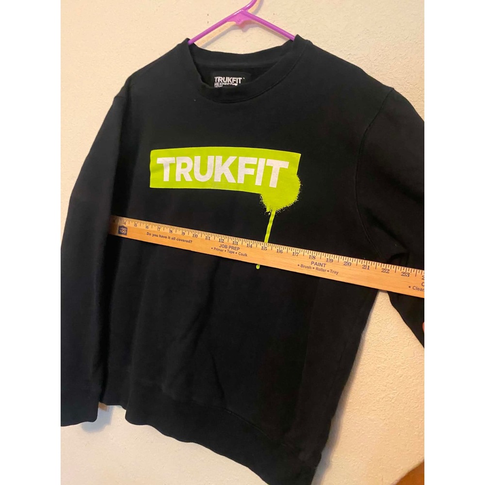 Trukfit Mens Respect Few Crewneck Sweatshirt Black Lime Green Logo Graphic Large - Picture 5 of 8